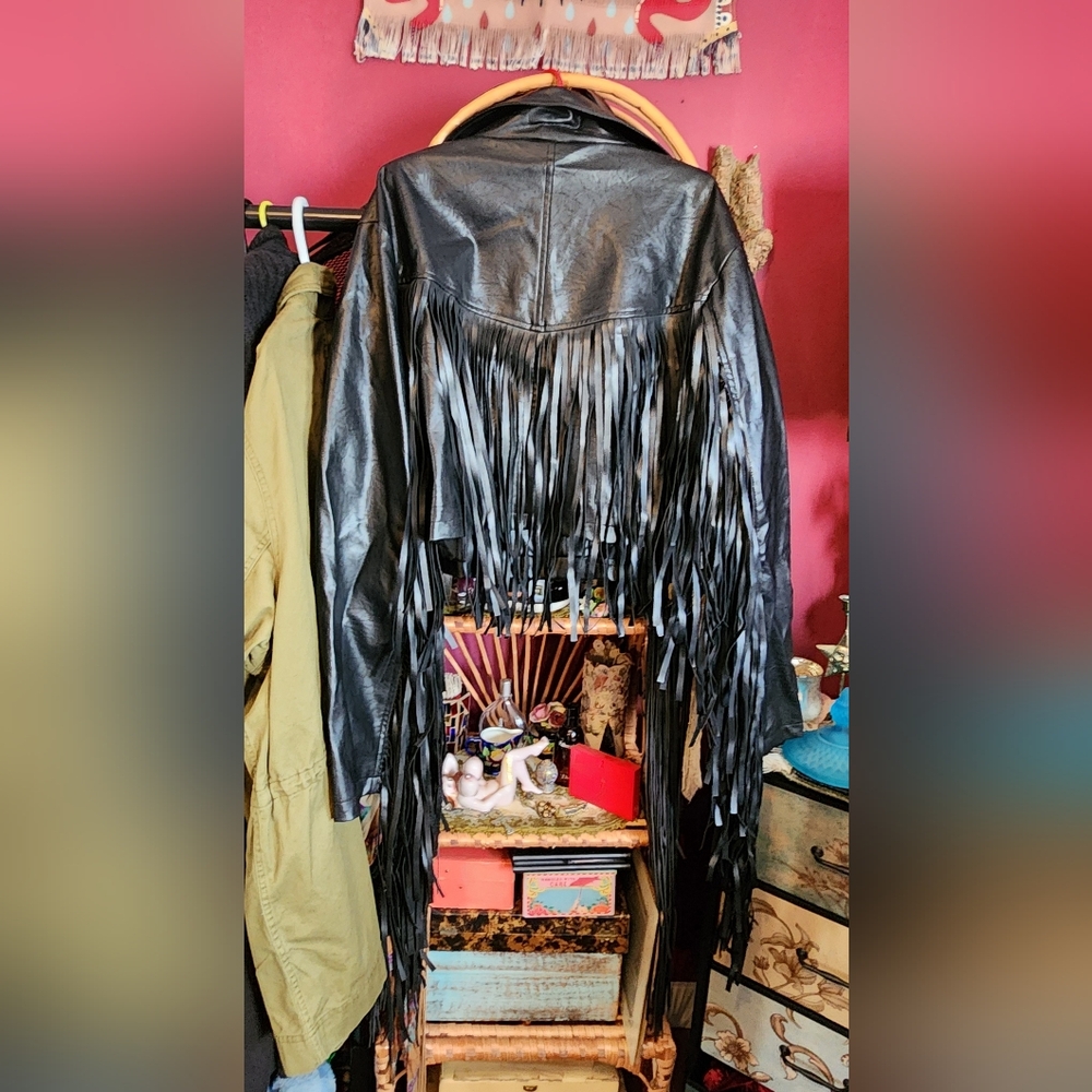 Current Mood - Hateful Ace Fringed Black Pleather Jacket -  3X - Worn Once!